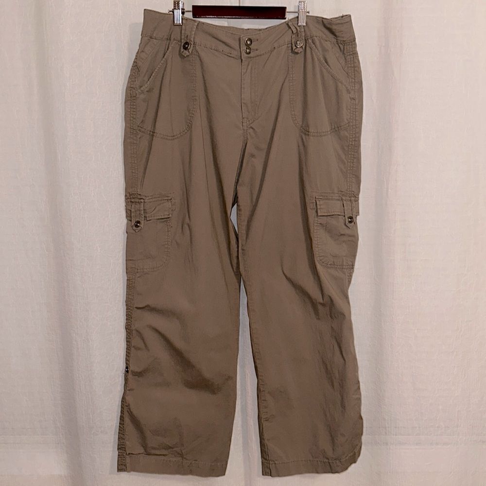 Venezia X Lane Bryant 18 Tan Brown Convertible Cargo Utility Wide Leg Pants
